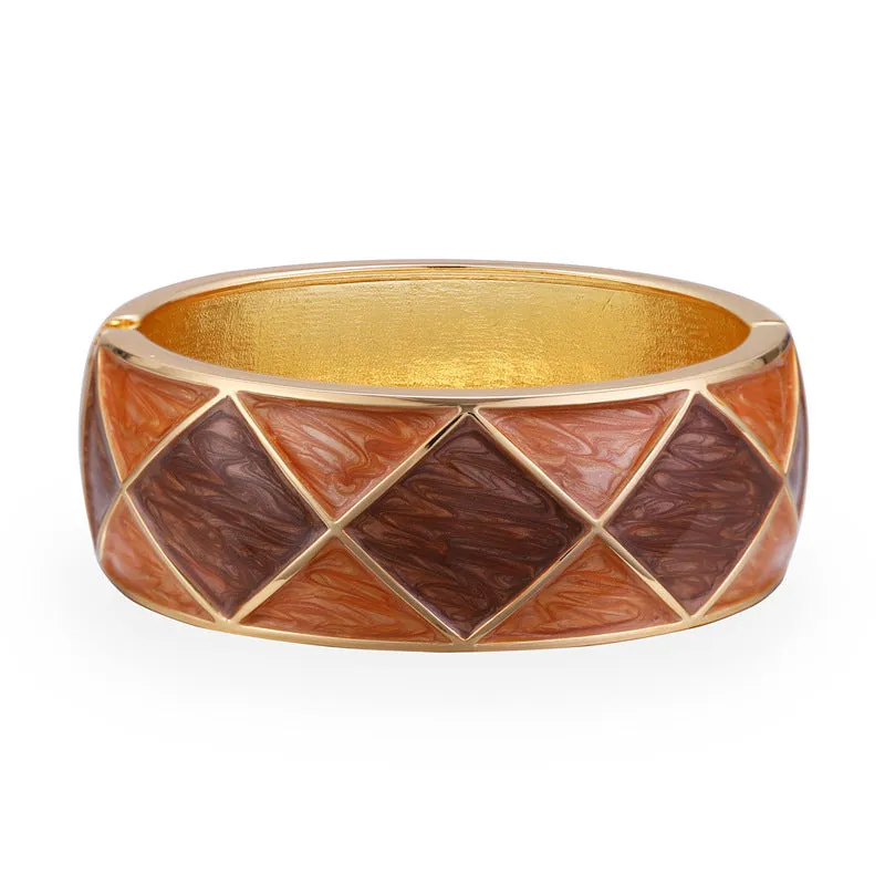 Sisslia Hot Sale Personality Oil Drop Square Pattern Cuff Bangles Exaggerated Metal Jewelry Bracelets For Women