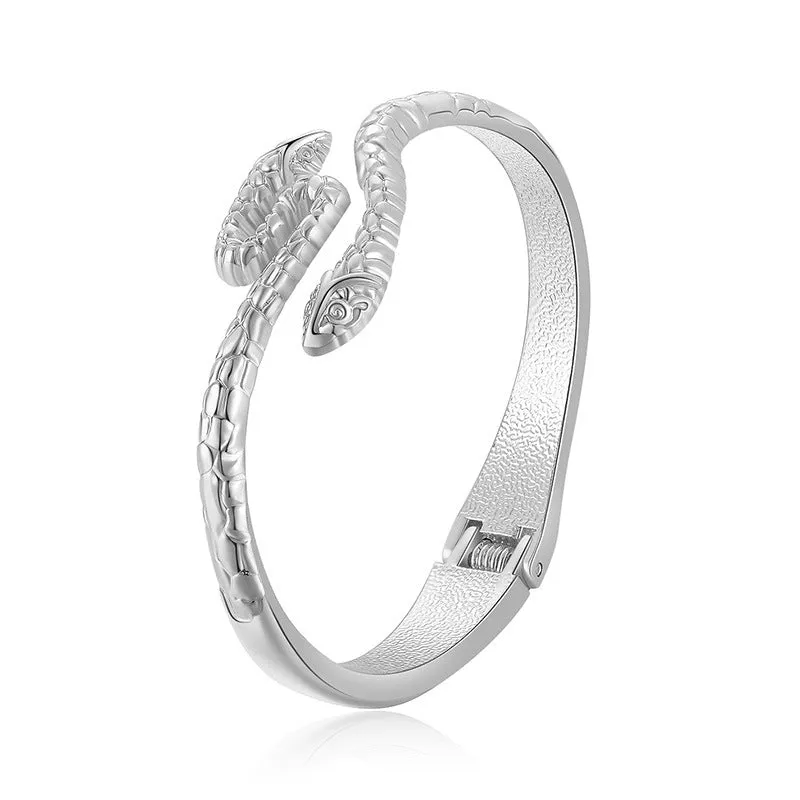 Sisslia New Arrival Personality Curved Snake Pattern Bracelet Open Adjustable Bangles Bracelet For Women And Girls