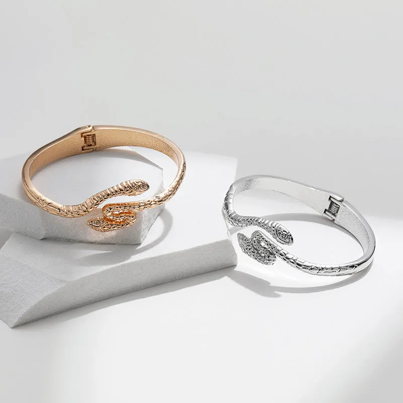 Sisslia New Arrival Personality Curved Snake Pattern Bracelet Open Adjustable Bangles Bracelet For Women And Girls