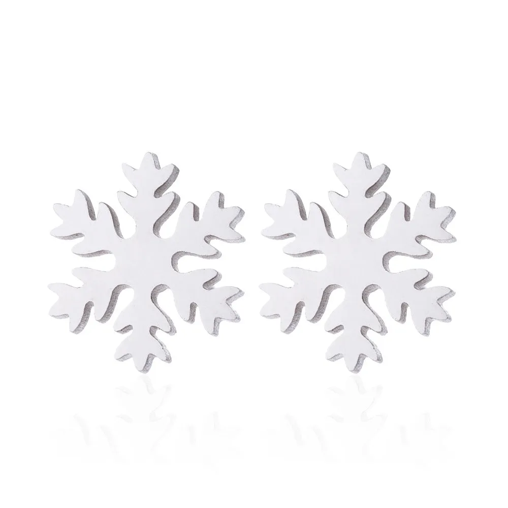 SISSLIA Wholesale Stainless Steel 18k Gold Silver Plated Charm Snowflake Pendant Necklace Set For Women