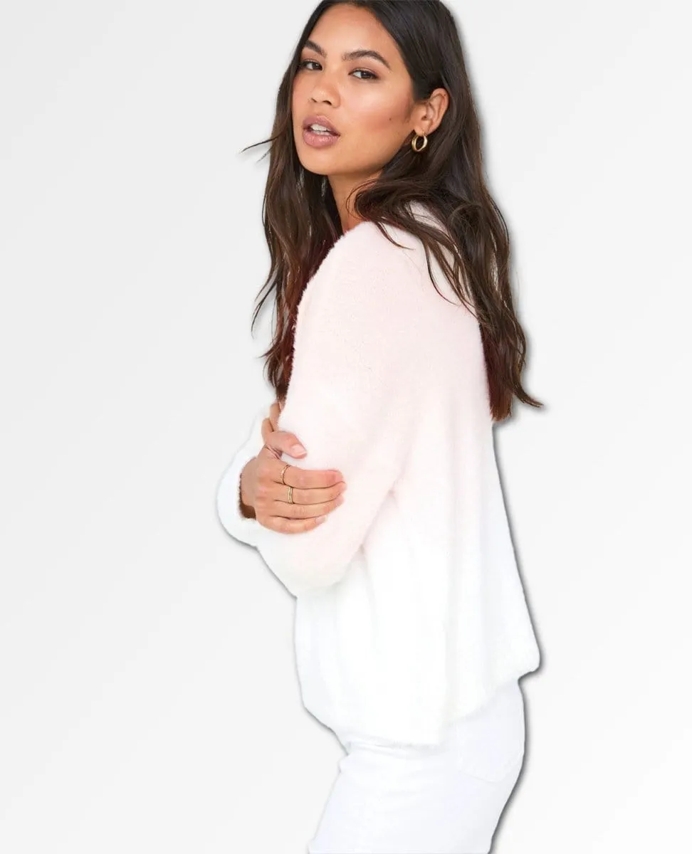 Slouchy Pale Rose Ombre Fuzzy Sweater
