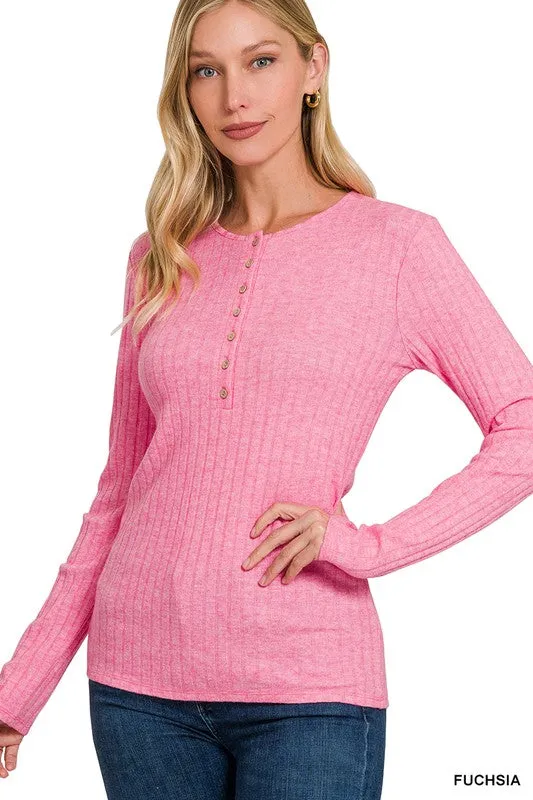 Sterling Long Sleeve v-neck in fuschia