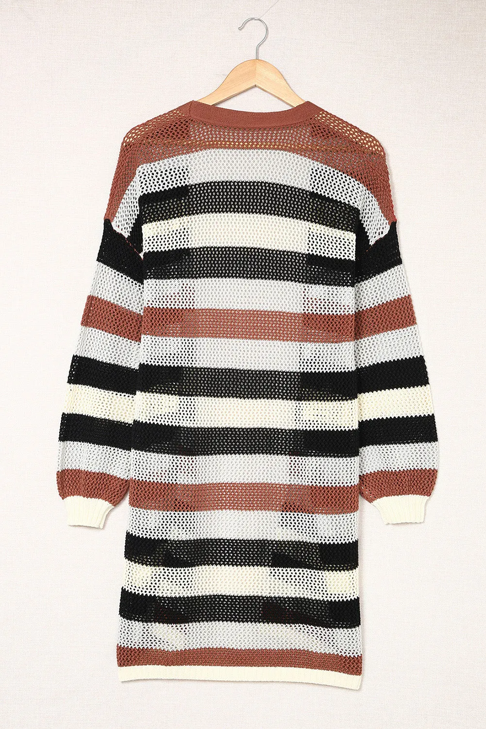 Striped Hollowed Knit Cardigan