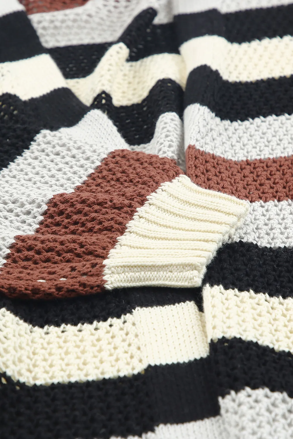 Striped Hollowed Knit Cardigan