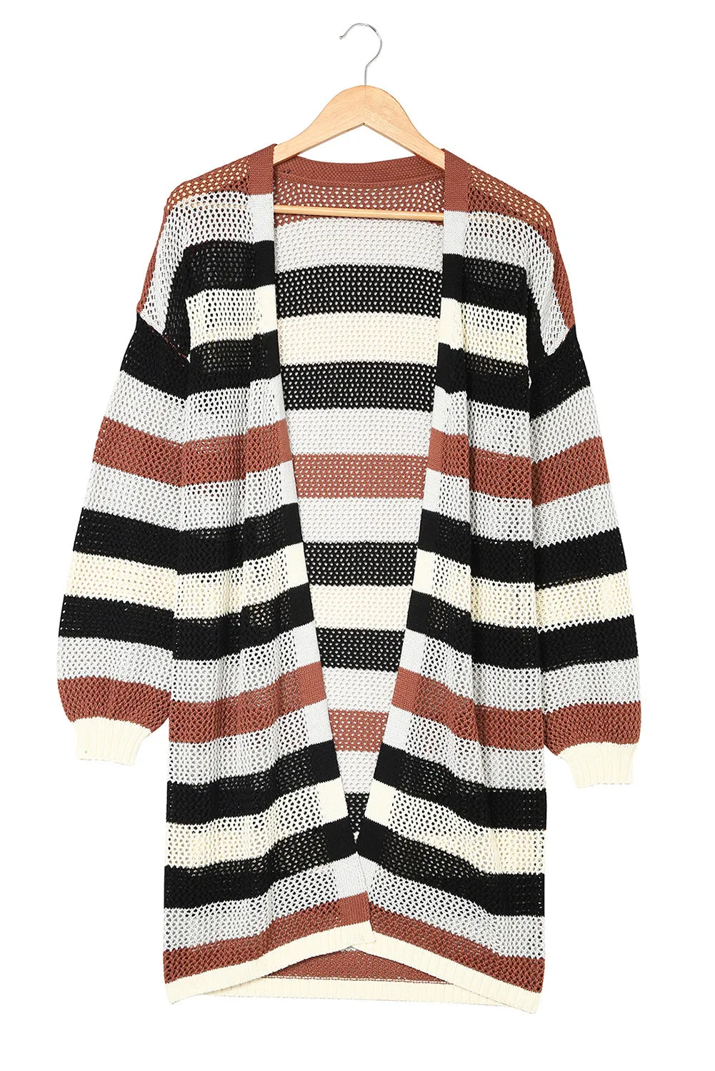 Striped Hollowed Knit Cardigan