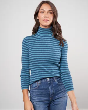 stripes ribbed turtleneck sweater - light blue / dark blue