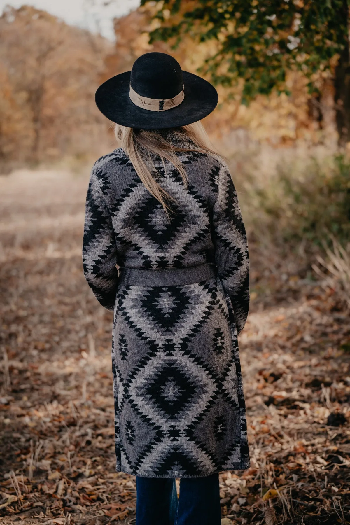 'Tahoe' Women's Grey & Black Aztec Duster Cardigan by Stetson (1 XL Only)