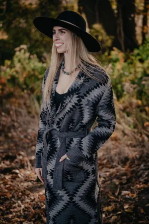 'Tahoe' Women's Grey & Black Aztec Duster Cardigan by Stetson (1 XL Only)