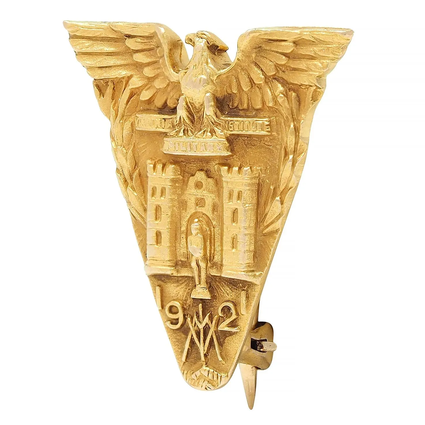 Tiffany & Co. 1921 Deco 14 Karat Yellow Gold Virginia Military Institute Antique Class Pin Brooch