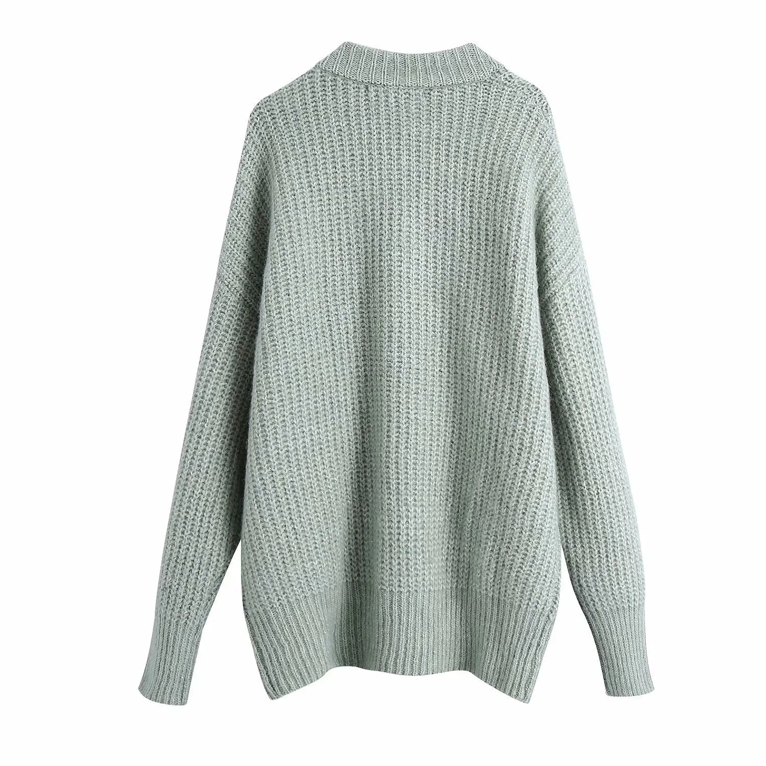 V-neck Single-breasted Knit Oversize Cardigans