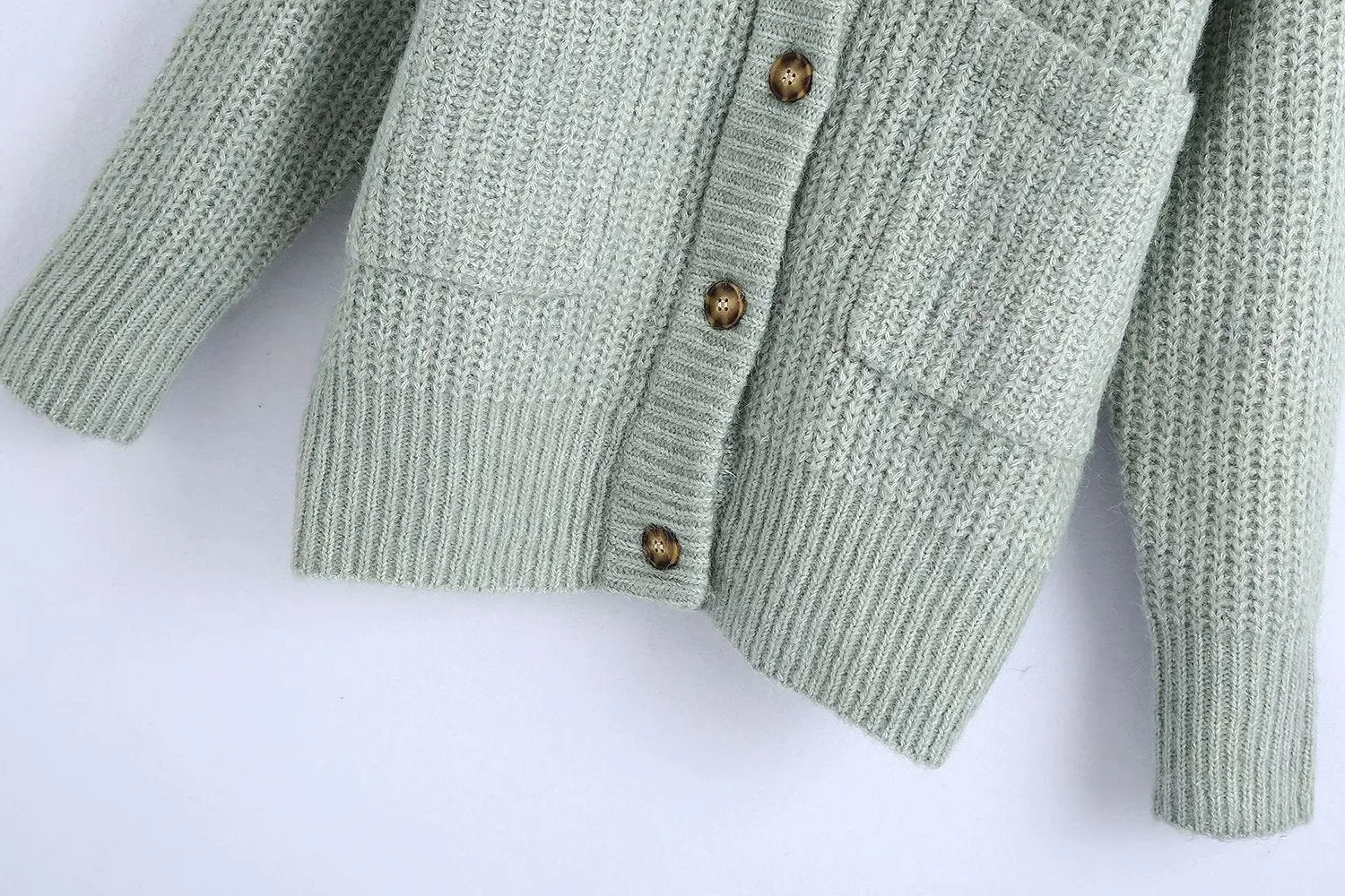 V-neck Single-breasted Knit Oversize Cardigans