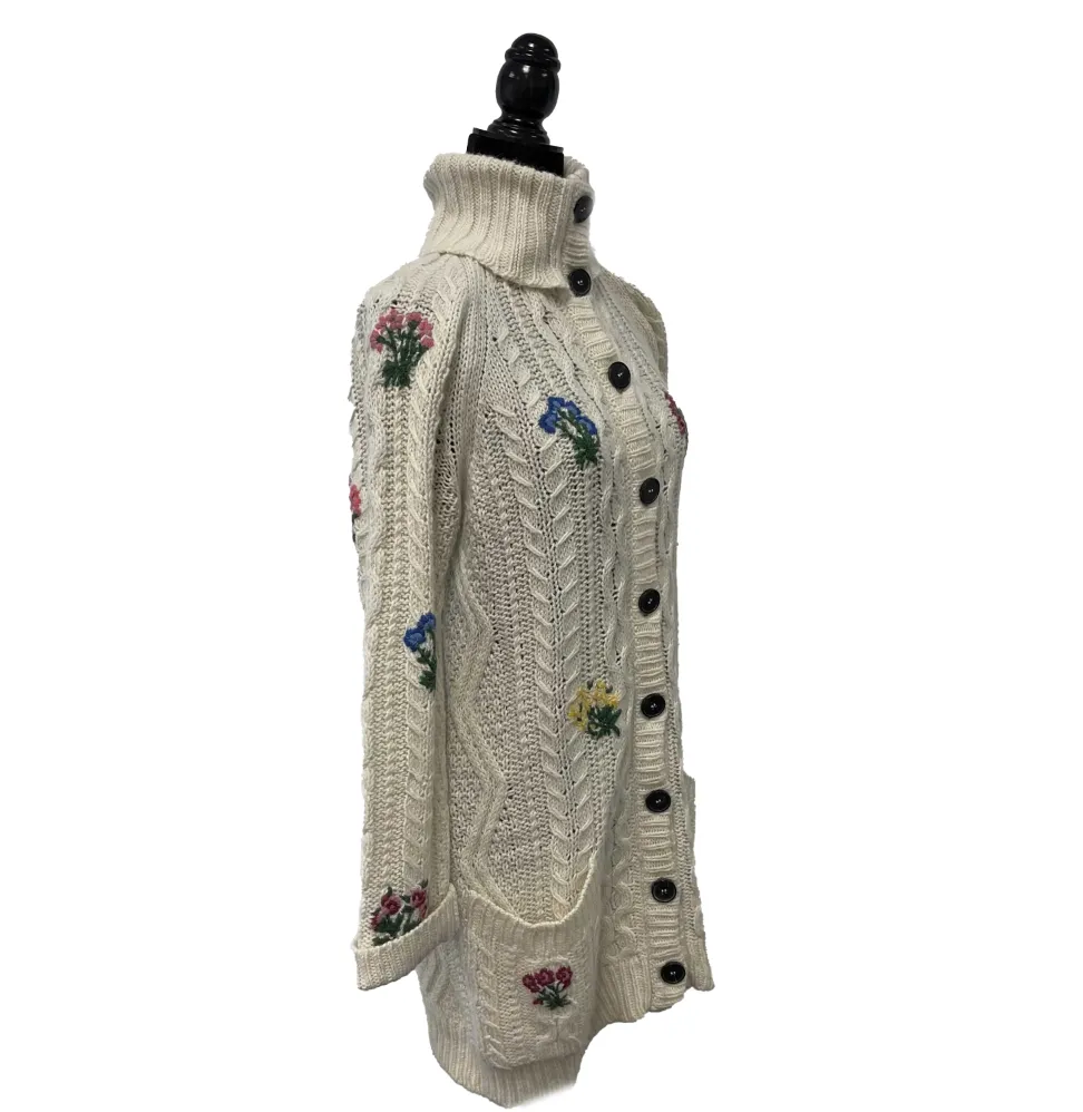 Valentino - Floral Cable Knit Fantasy Embroidered Garden Cardigan - US S