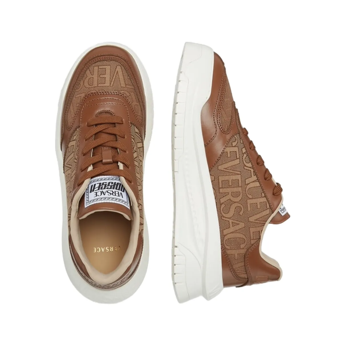 VERSACE ALLOVER ODISSEA SNEAKERS BEIGE/MARRONE