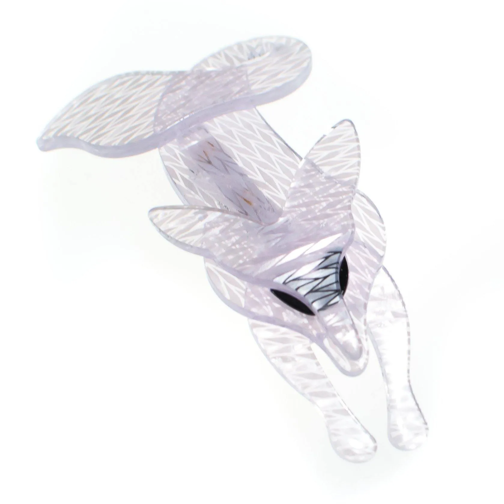 Vintage 1980s White Acrylic Lucite Fox Brooch