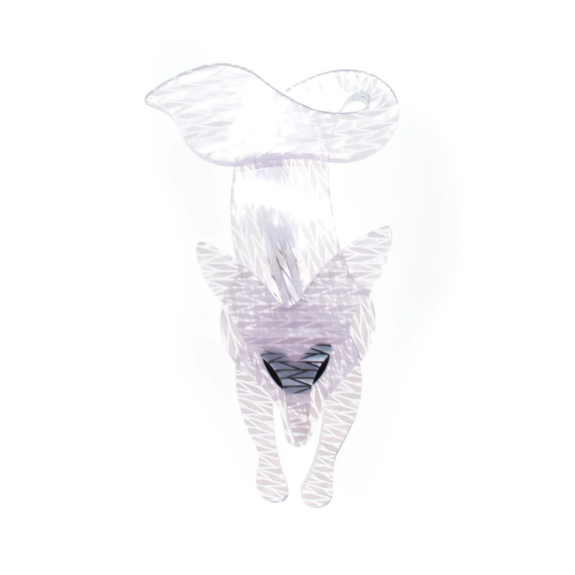 Vintage 1980s White Acrylic Lucite Fox Brooch