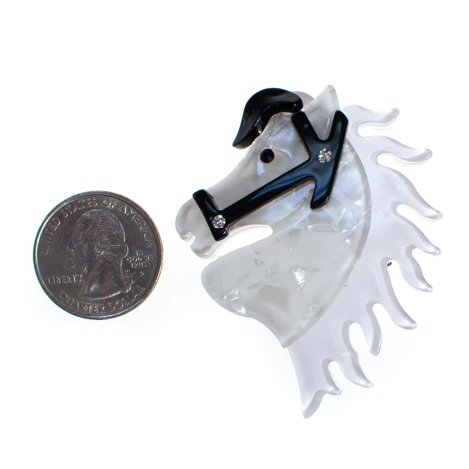 Vintage Acrylic Lucite White Horse Brooch