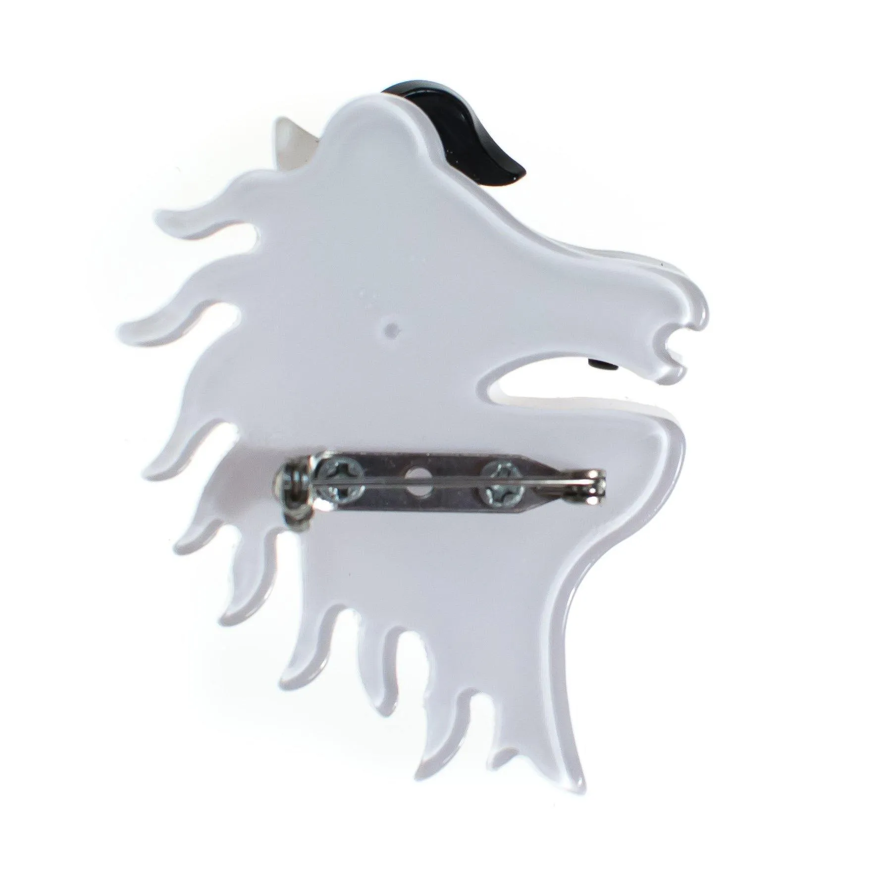 Vintage Acrylic Lucite White Horse Brooch