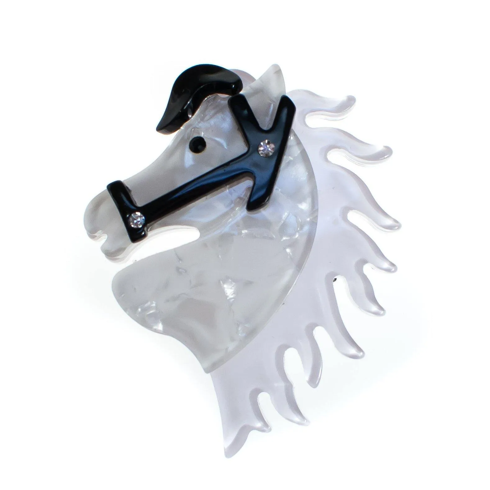 Vintage Acrylic Lucite White Horse Brooch