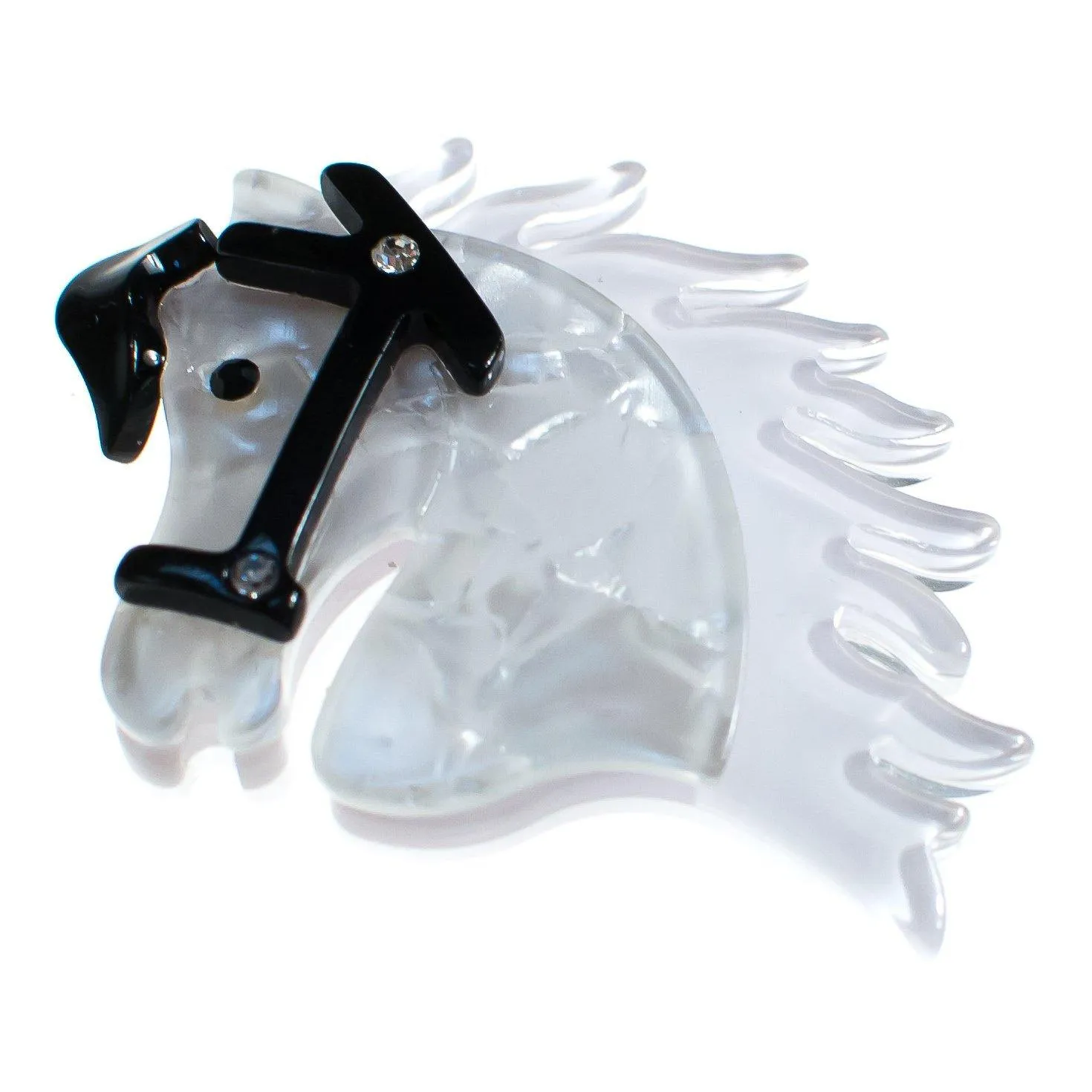 Vintage Acrylic Lucite White Horse Brooch