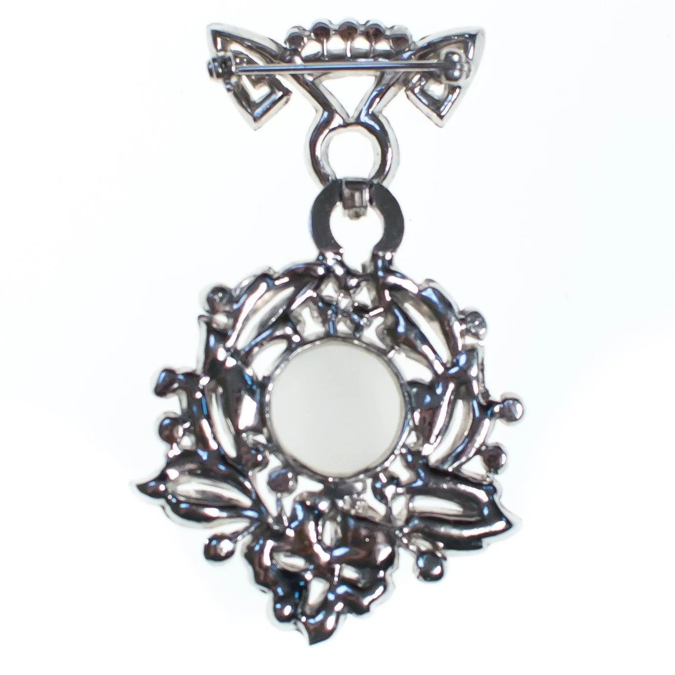 Vintage Art Deco Moonglow and Pave Crystal Fob Brooch