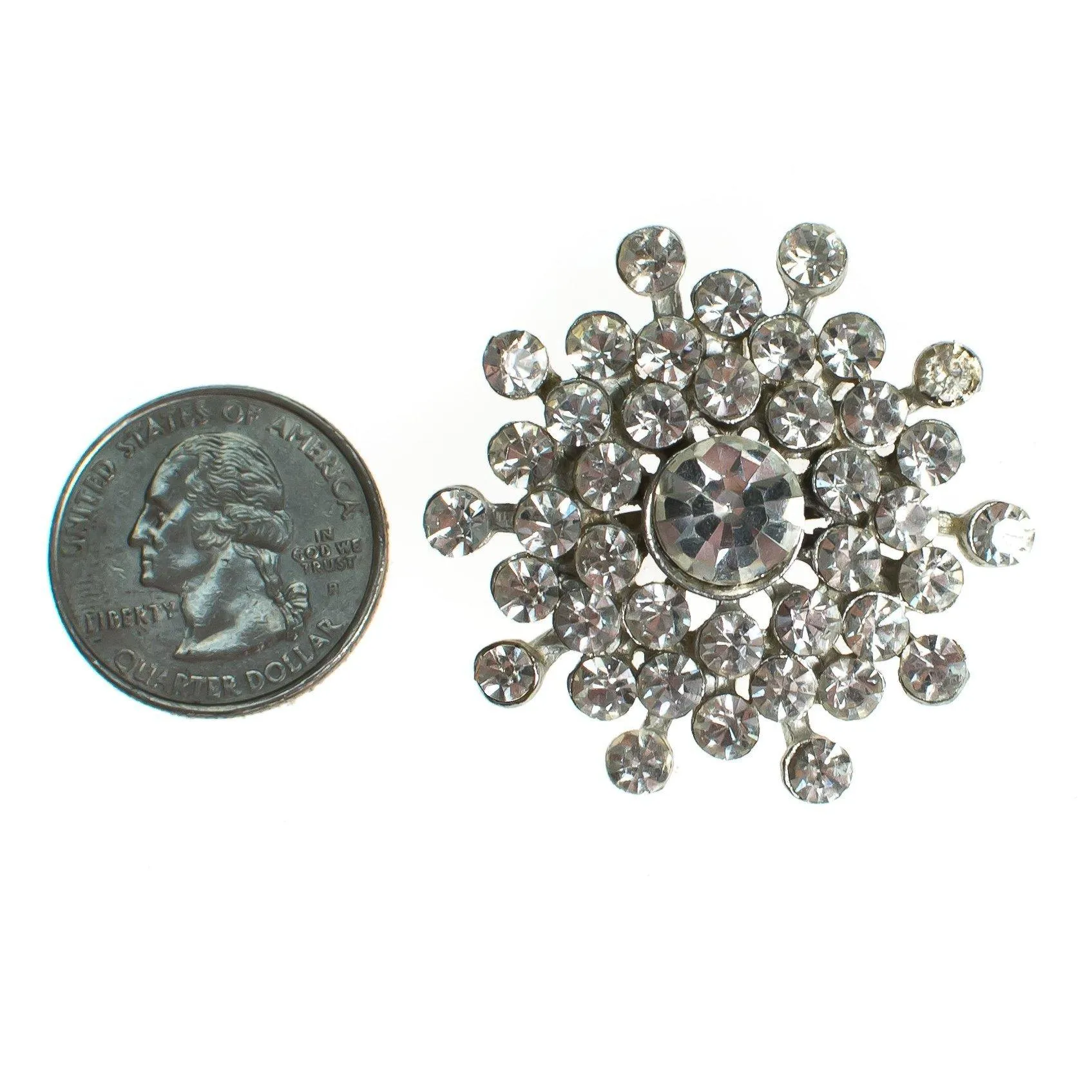 Vintage Art Deco Style Diamante Crystal Brooch, Silver Tone