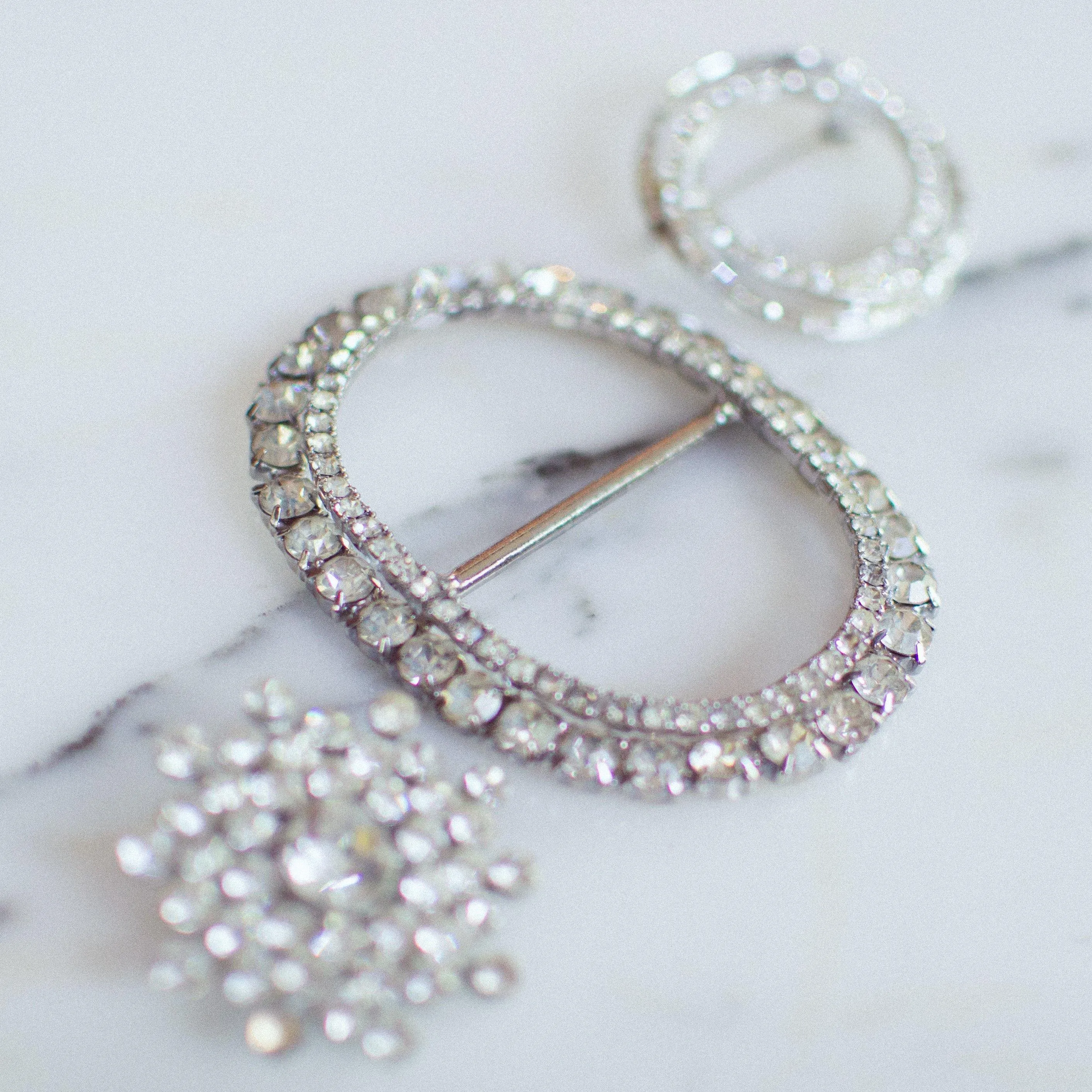 Vintage Art Deco Style Diamante Crystal Brooch, Silver Tone