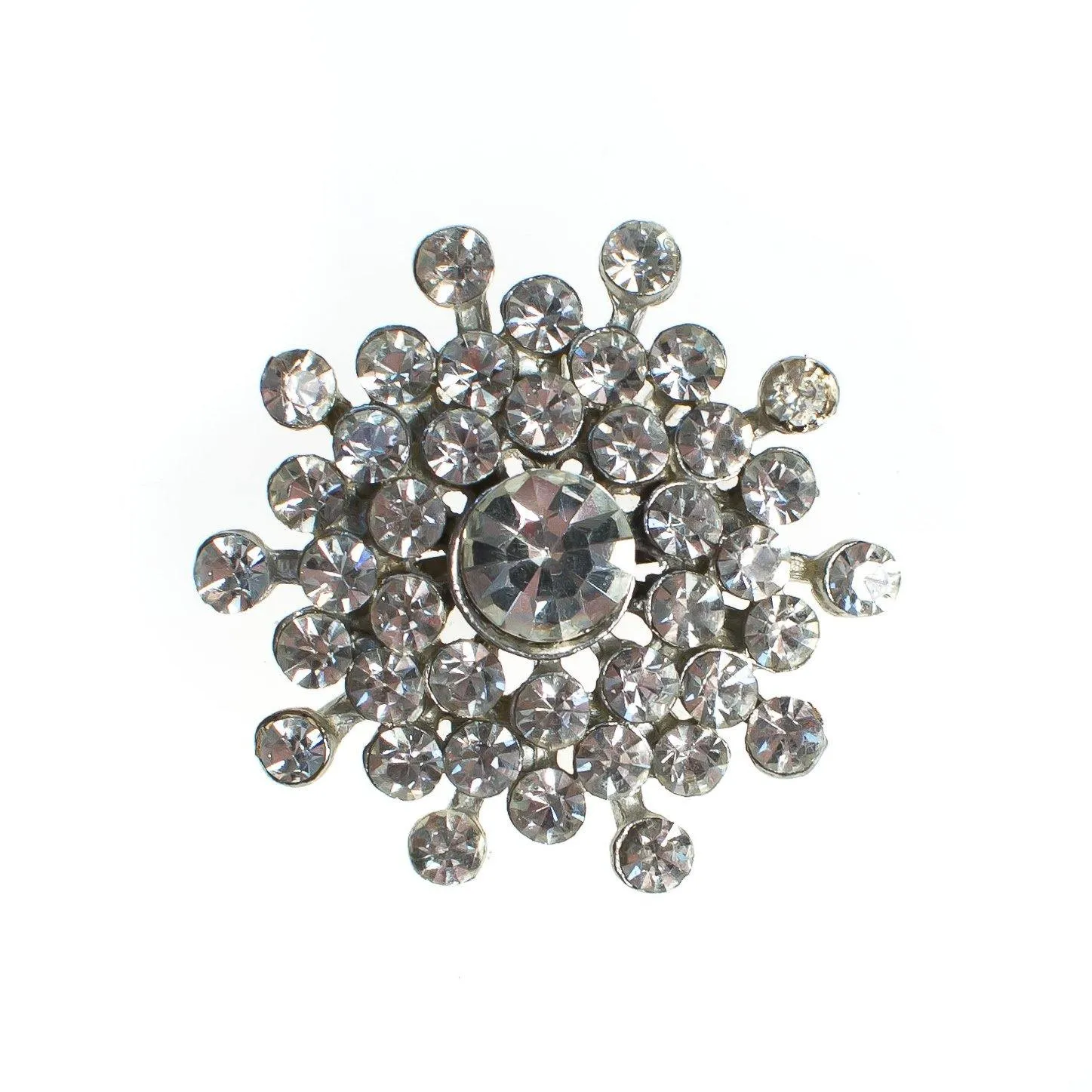 Vintage Art Deco Style Diamante Crystal Brooch, Silver Tone