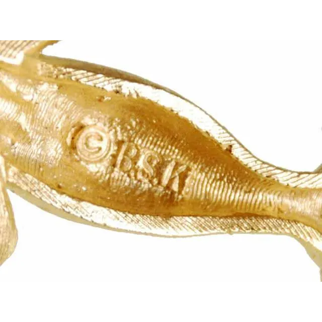 Vintage Gold Tone Cool Siamese Cat Brooch BSK 1960s
