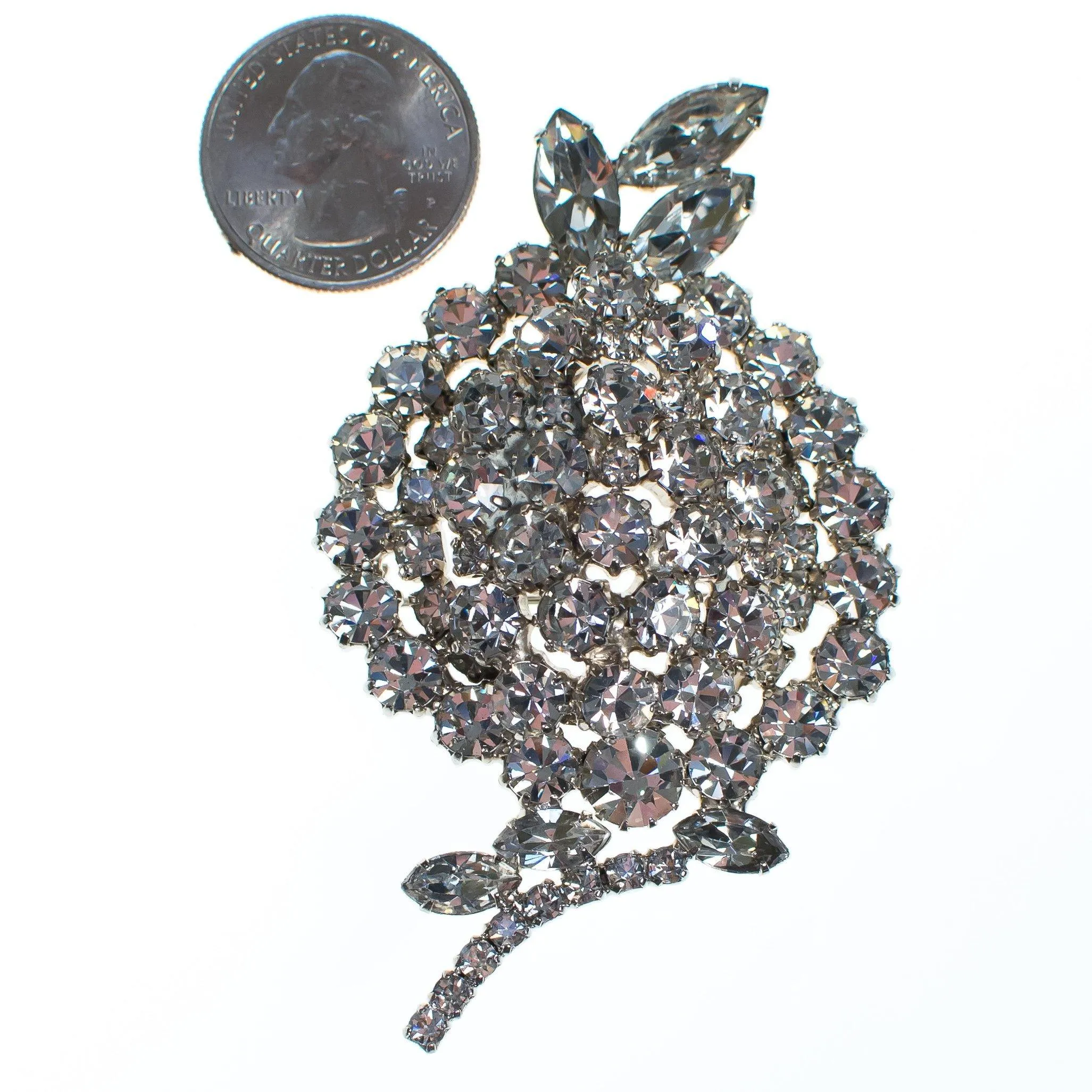 Vintage Huge Art Deco Diamante Rhinestone Cluster Brooch