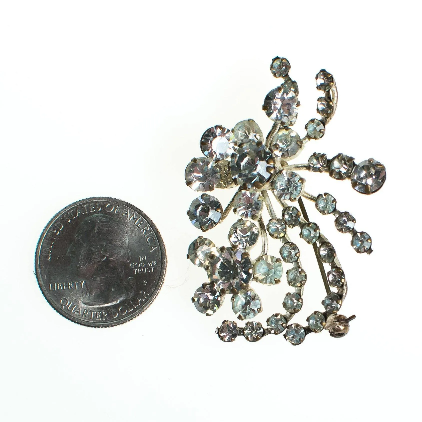 Vintage Made in Austria Diamante Art Deco Brooch, Diamante crystals, Silver Tone Setting, Brooches and Pins
