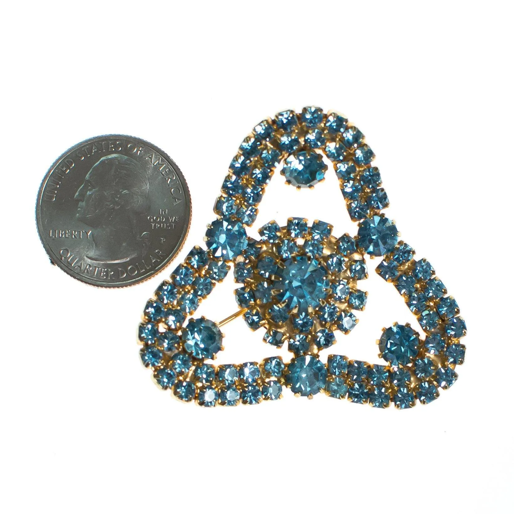 Vintage Retro Baby Blue Rhinestone Brooch