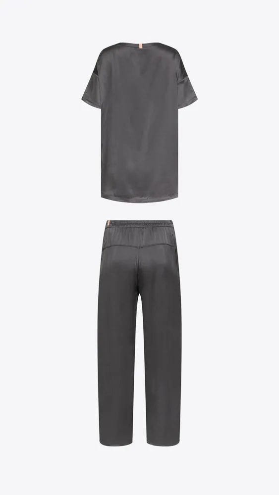 Washable Silk Tee Pant Set - Meditative Grey