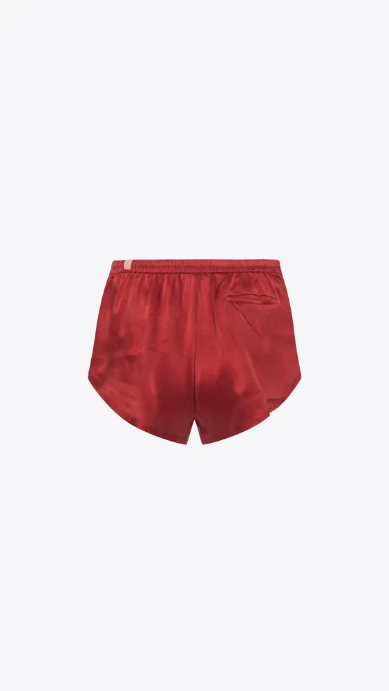 Washable Silk Tee Short Set - Crimson
