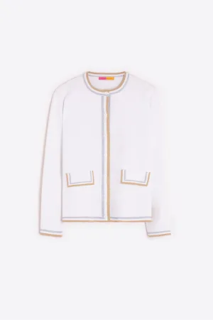 WHITE BICOLOR CARDIGAN