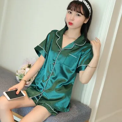 Women Silk Pajama Sets Satin Pyjama Sleepwear Long Sleeve Large Size Fashion Pajamas for girl Nightwear Suit Home New 2021 PJS
