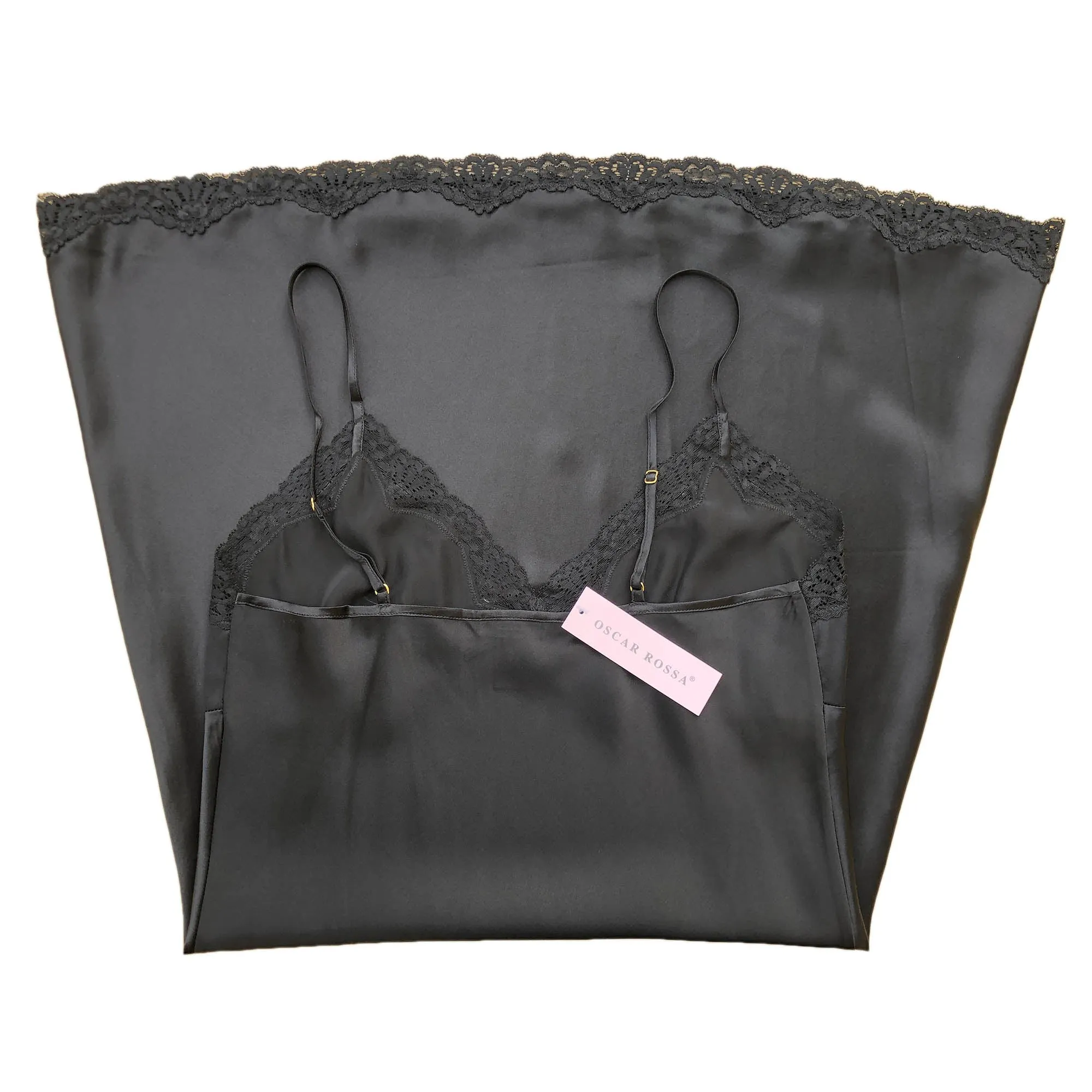 Women's 100% Silk Chemise with V Neck Lace