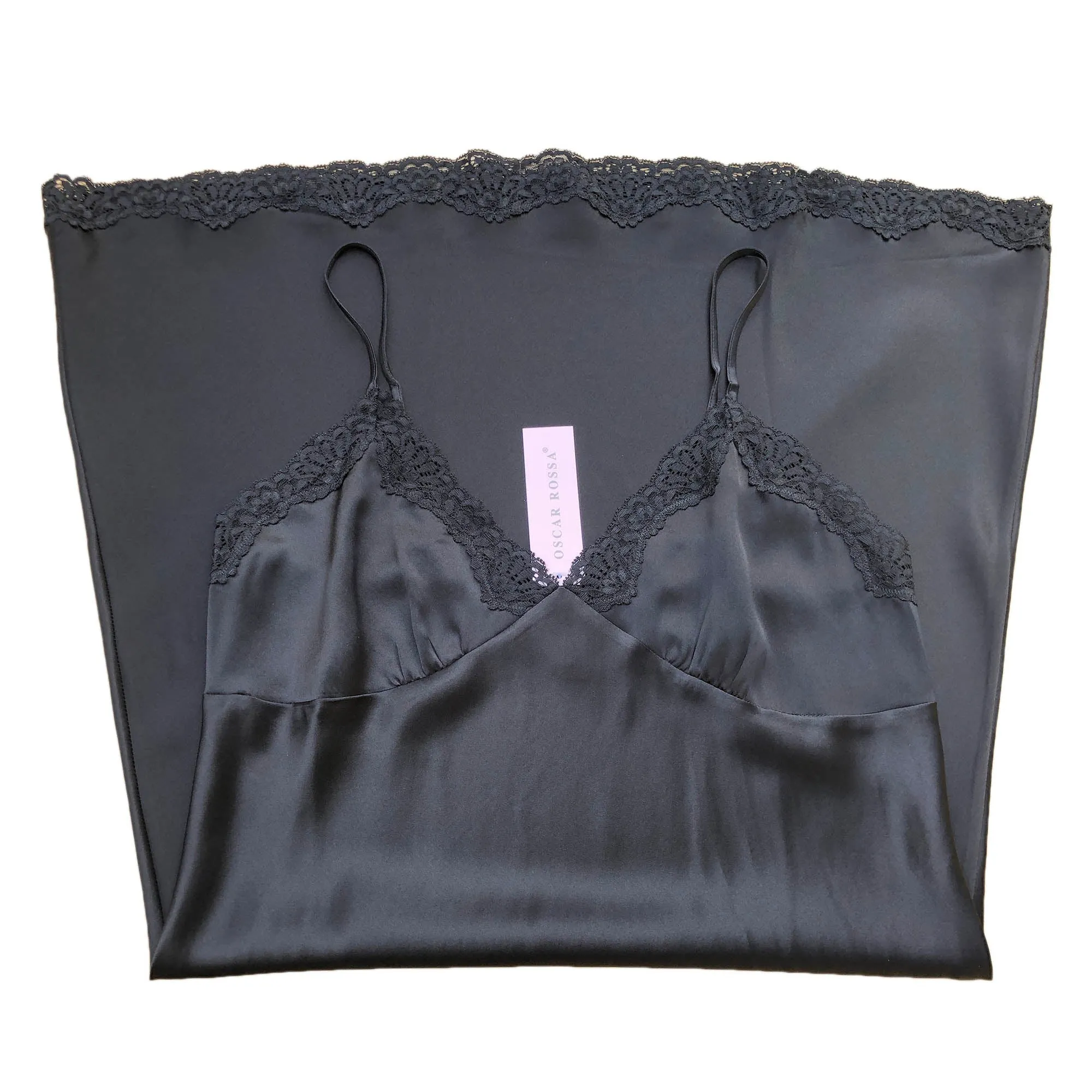 Women's 100% Silk Chemise with V Neck Lace