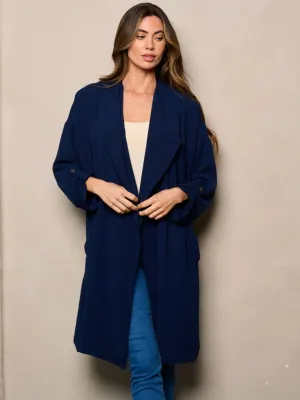 WOMEN'S 3/4 SLEEVE OPEN FRONT POCKETS CARDIGAN