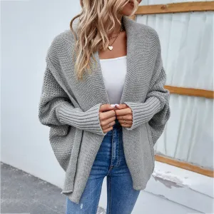 Women's Cardigans Kniting Plain Bat Long Sleeves