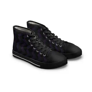 Women's High Top Canvas Sneakers - Purple Chevrons