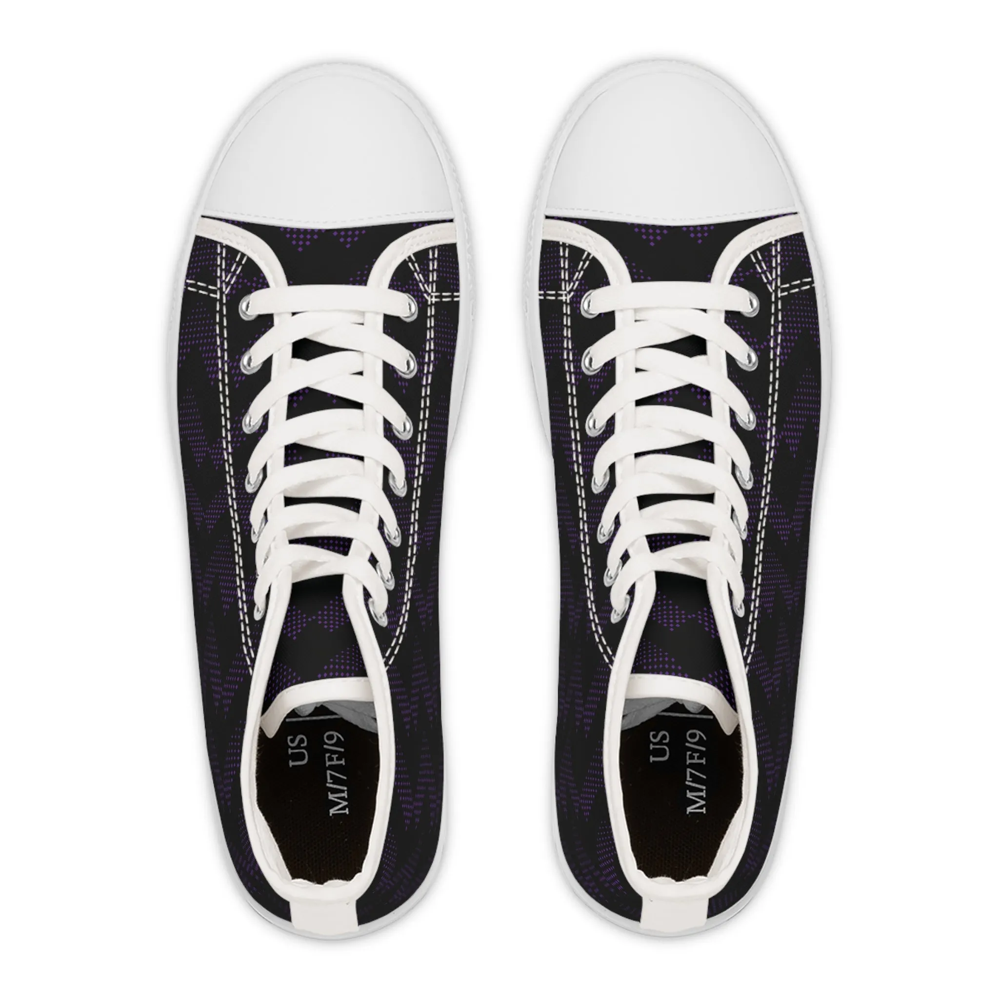 Women's High Top Canvas Sneakers - Purple Chevrons