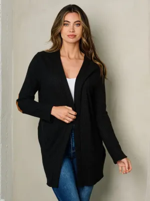 WOMEN'S LONG SLEEVE CASHMERE SUEDE ELBOW PATCHES CARDIGAN