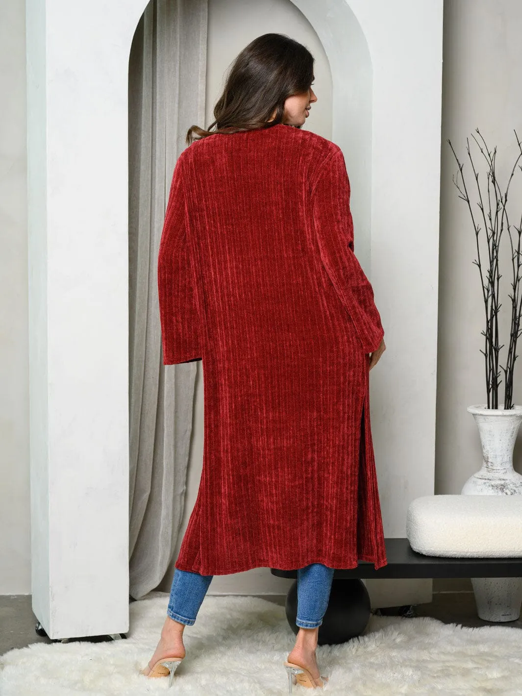 WOMEN'S LONG SLEEVE CHENILLE CARDIGAN