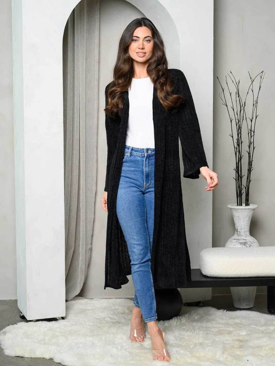 WOMEN'S LONG SLEEVE CHENILLE CARDIGAN