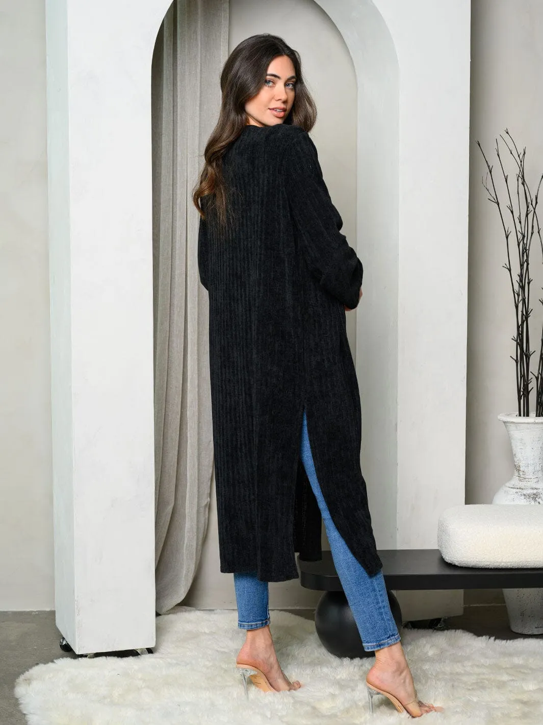WOMEN'S LONG SLEEVE CHENILLE CARDIGAN
