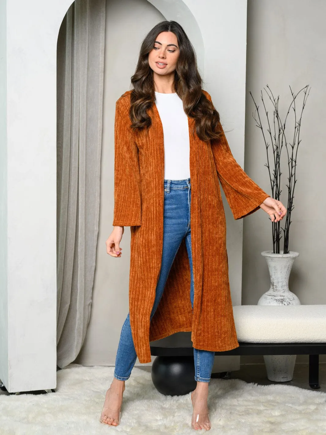 WOMEN'S LONG SLEEVE CHENILLE CARDIGAN