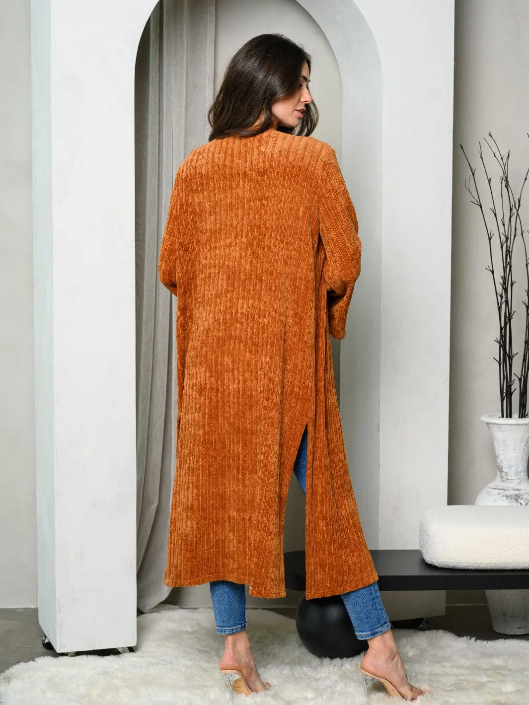 WOMEN'S LONG SLEEVE CHENILLE CARDIGAN