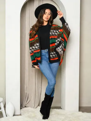 WOMEN'S LONG SLEEVE MULTI COLOR OPEN FRONT CARDIGAN