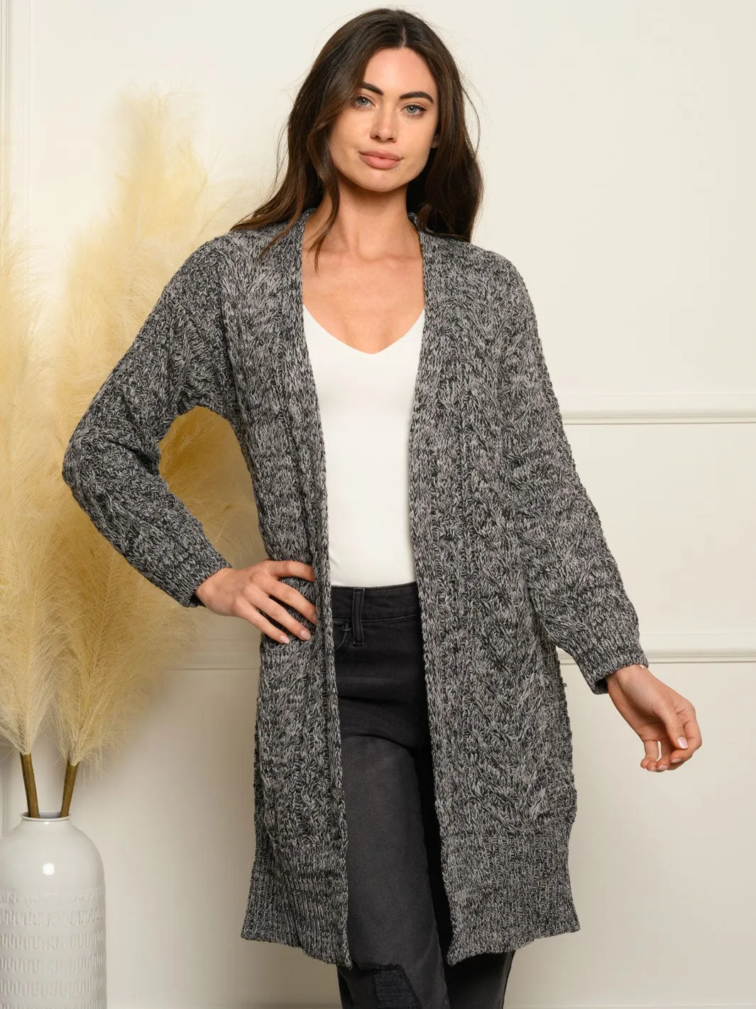 WOMEN'S LONG SLEEVE OPEN CARDIGAN