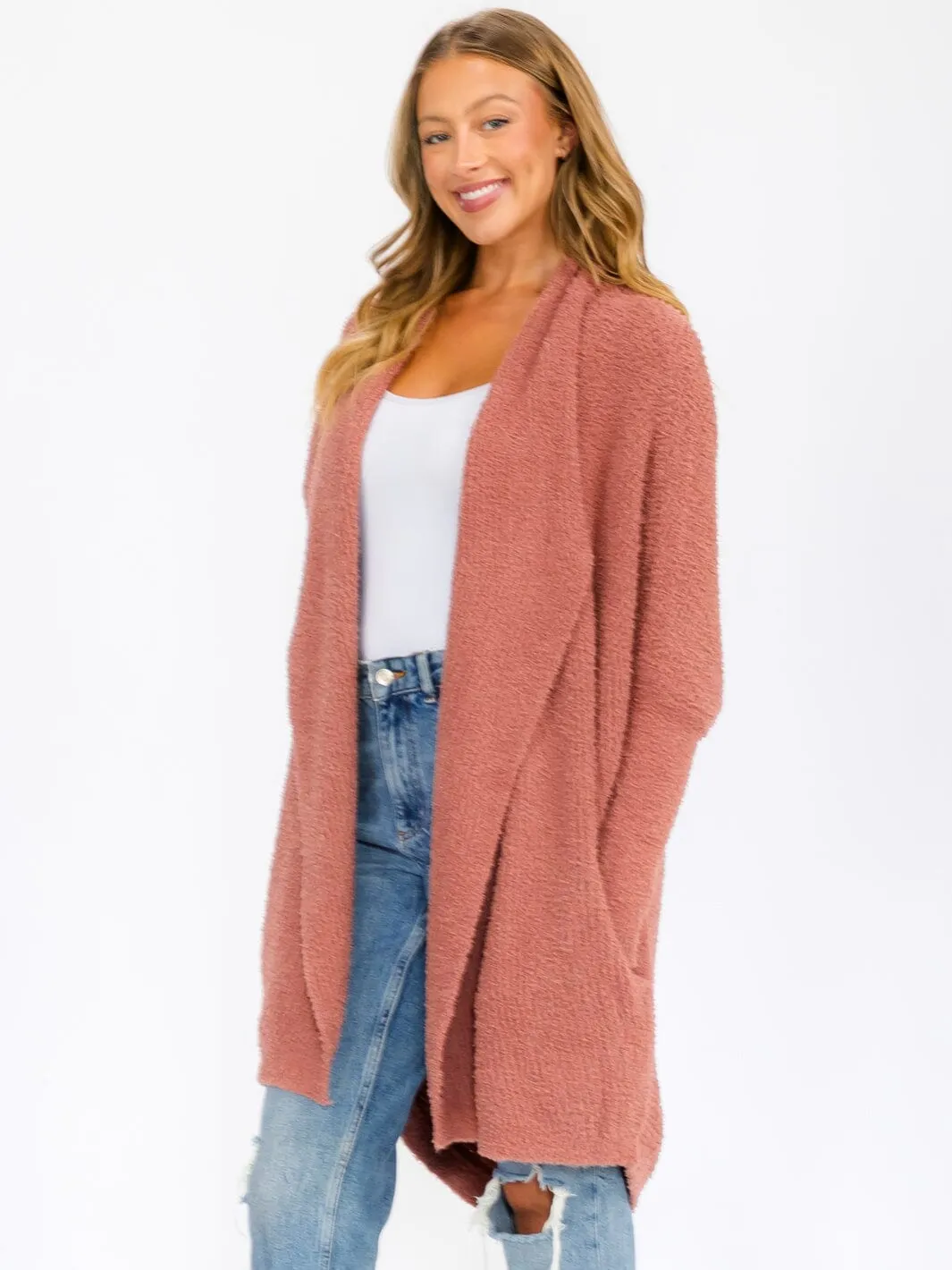 WOMEN'S LONG SLEEVE OPEN FRONT CARDIGAN